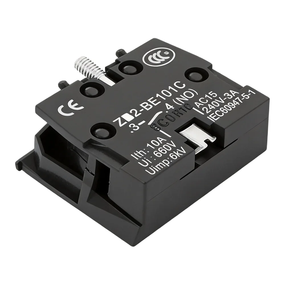 Electrical Control Push Button Joystick Switch Model ZB2 BE101C BE102C 10A 600V 1NO 1NC Contacts for Panel Installation