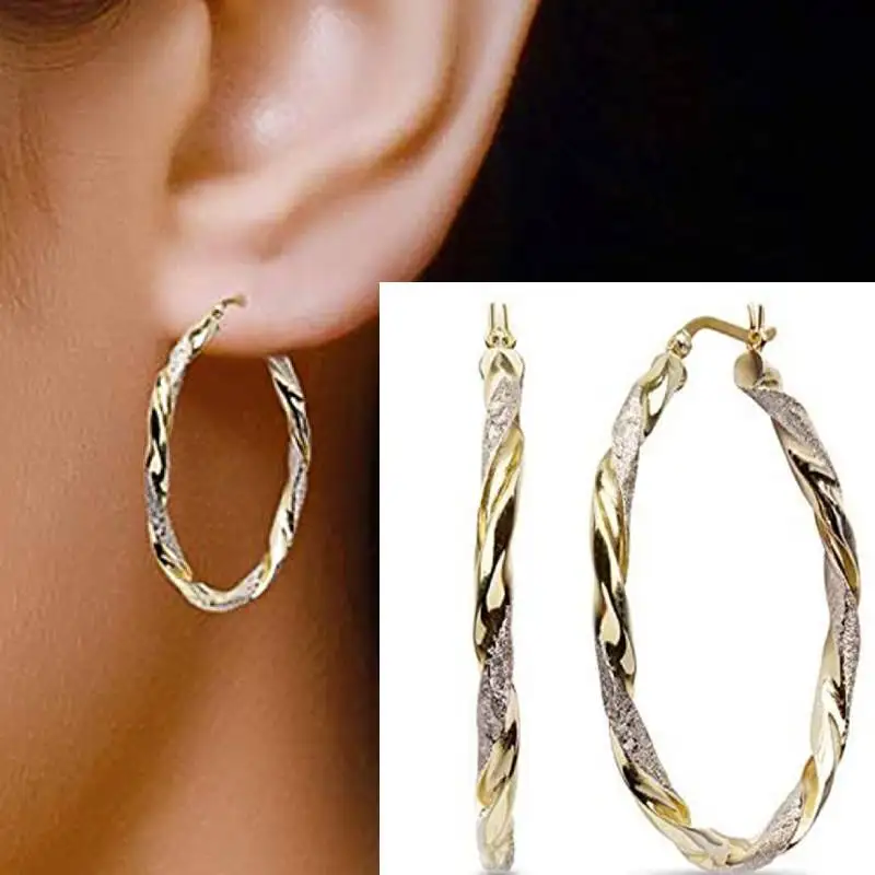 Huitan Elegante Twist-Creolen für Damen, vielseitige Kreis-Modeaccessoires, modische Party- und Hochzeits-Schmuckstücke für charmante Damen