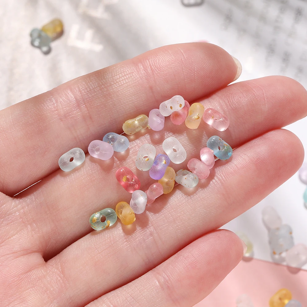 200pcs/Lots Acrylic Frosted Golden Peanut Shaped Beads Spacer Beads for DIY Jewelry Making Bracelets Earrings Craft Accessories