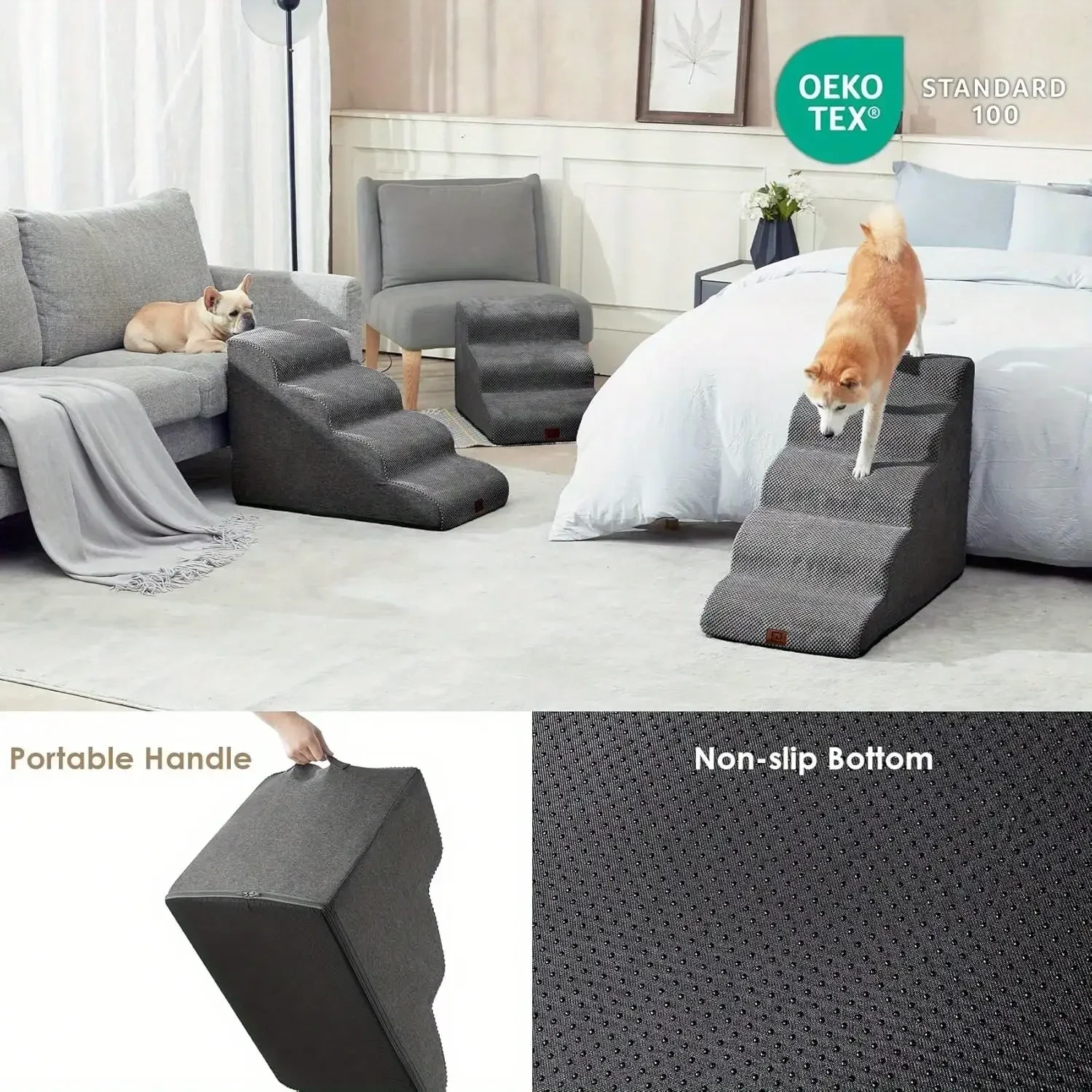 Three Story Dog Staircase Curved Pet Dog Climbing Ladder Home Small and Medium-sized Dog Sofa Bed Steps Climbing Mat
