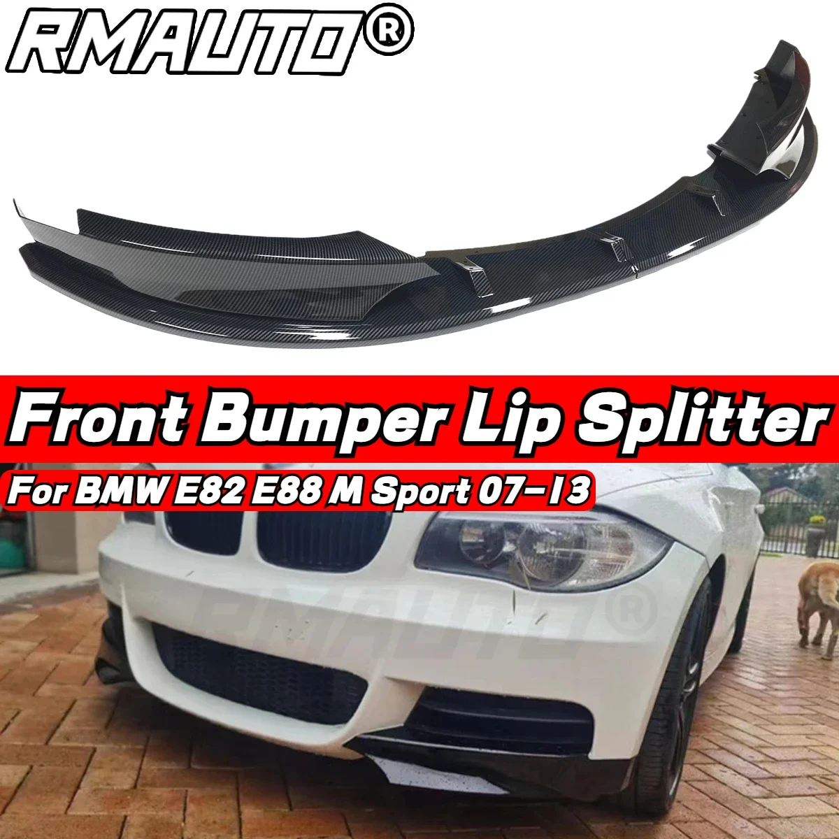 RMAUTO Carbon Fiber Car Front Bumper Splitter Spoiler Lip Diffuser For BMW 1 Series E82 E88 M Sport 2007-2013 Splitter Diffuser