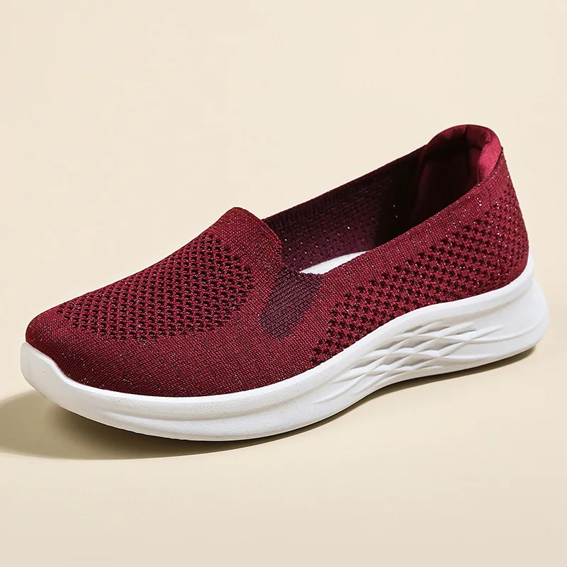 

Summer Fashion Women's Cloth Shoes 2025 Comfortable Soft-soled Walking Shoes Light Breathable Slip-on Mom Shoes Platform Shoe