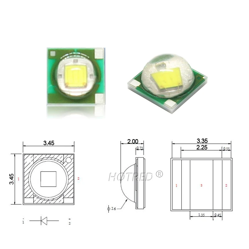 LED ad alta potenza 3W XPE 3535 XP-E R3 SMD 3V 3.6V Chip diodo bianco freddo bianco caldo blu con cavo per torce parti Bicyc