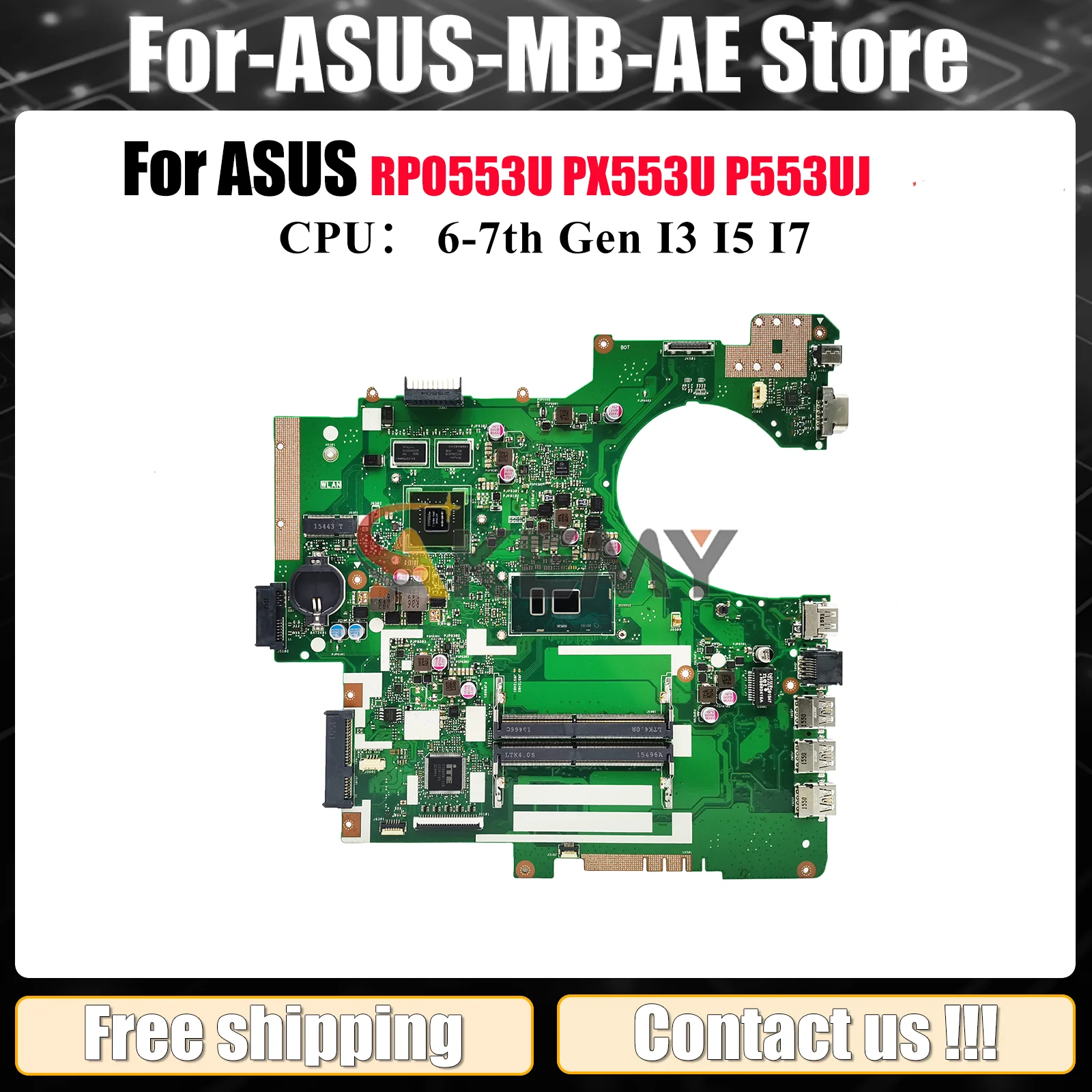 

P553UJ Laptop Motherboard For ASUS ProArt RPO553U P553UJ PX553U P553U PE553U Notebook Mainboard With I3 I5 I7 CPU 100% tests OK