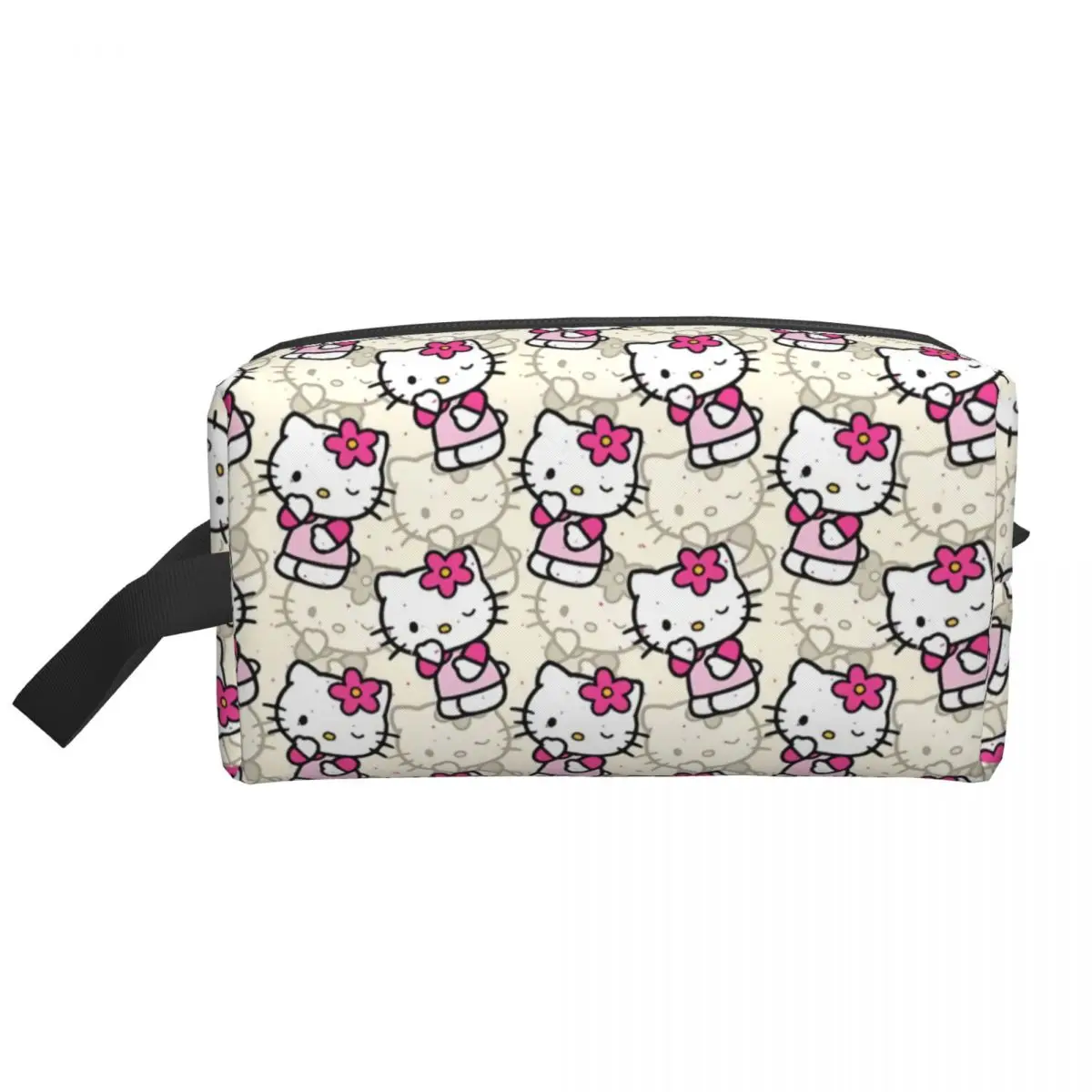 Custom Hello Kitty Cat Toiletry Bag Women Cosmetic Makeup Organizer Ladies Beauty Storage Dopp Kit Box