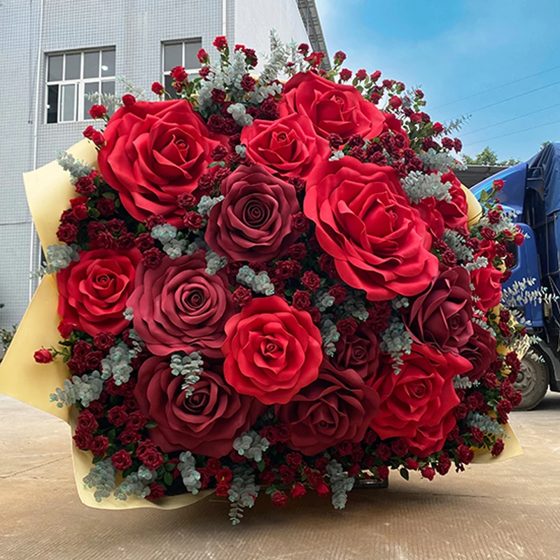 Giant Rose Bouquet Large Paper Flower Wedding Road Lead Wedding  Photograph Props Valentine's Day Artificial Flowers Decoration