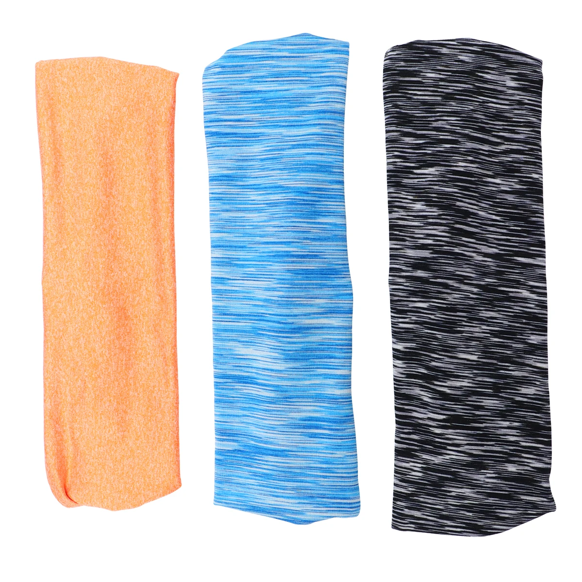

3Pcs Yoga Headband Sweat Absorption Hair Elastic Headwrap Striped Grey Sports Hairband for Running Workout Pilates