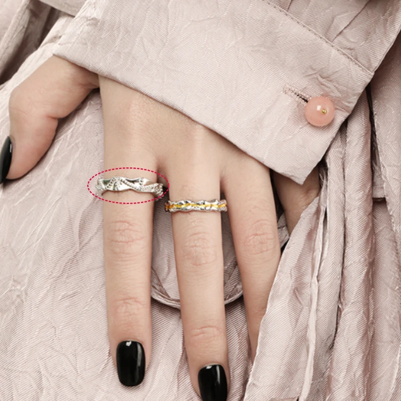Bead Carving Designer Ring S925 Sterling Silver Rings Fashion Irregular Twisted Pattern Jewelry for Woman Original Factory Gift