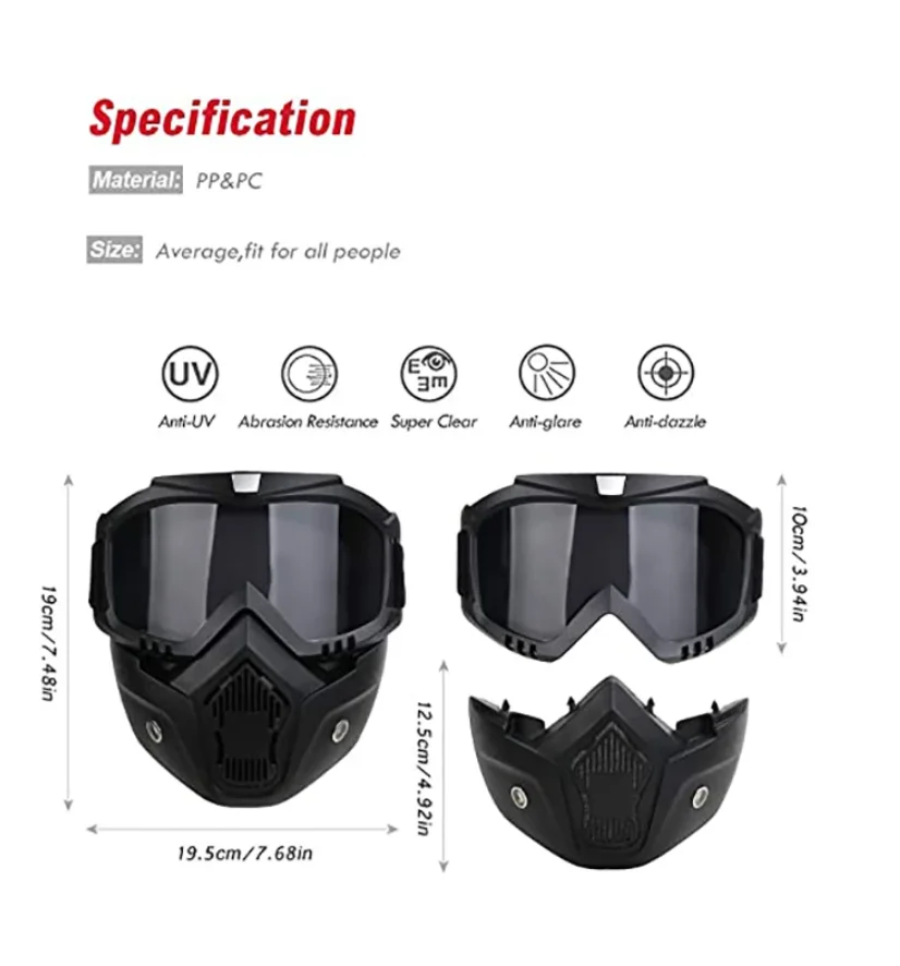 Motorcycle Goggles Mask Removable Summer UV Protection Outdoor Riding Cross-Country Skiing Goggles Mask  Equipment