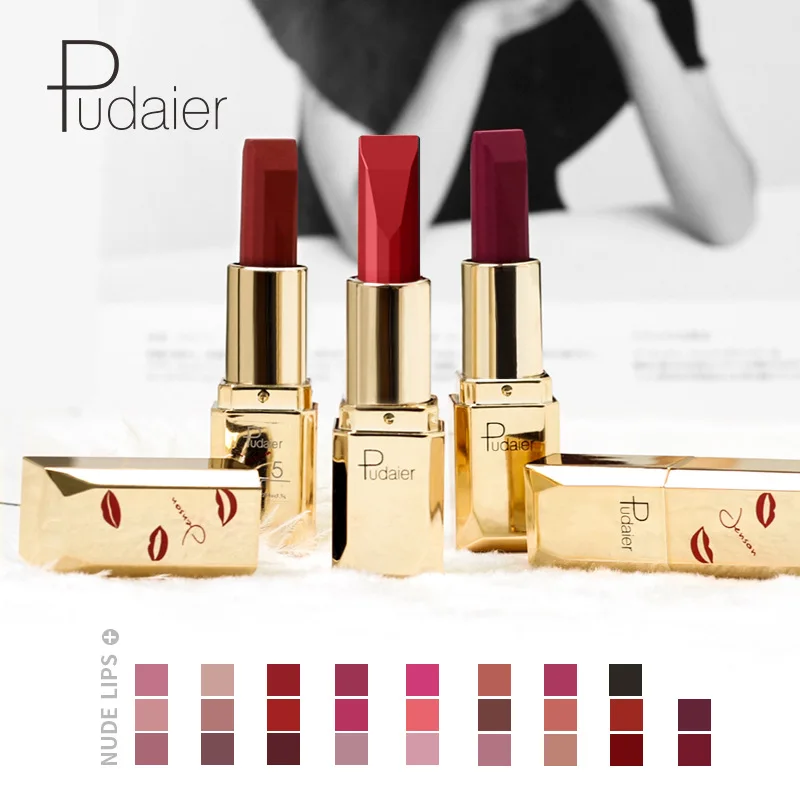 Pudaier matte matte fluwelen matte lippenstift Europese en Amerikaanse lipglazuur 26-kleuren lipgloss