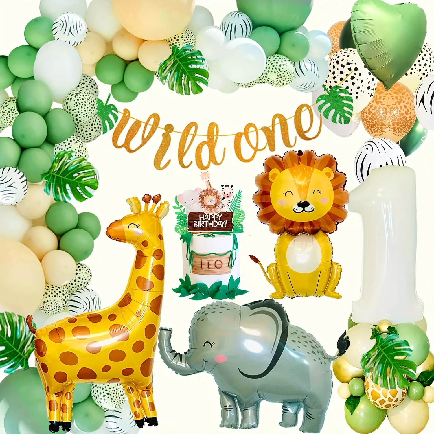 64-teiliges Tier-Ballon-Set, Löwe, Elefant, Giraffe, Tier-Thema, Cartoon-Ballon, Geburtstagsparty-Zubehör, Jahrestag, Party-Dekoration