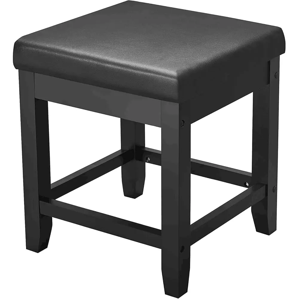 

Vanity Stool, Bedroom Vanity Chair With Upholstered Seat, Desk & Piano Stool Soft Cushioned Seat, Square 18” Height Makeup