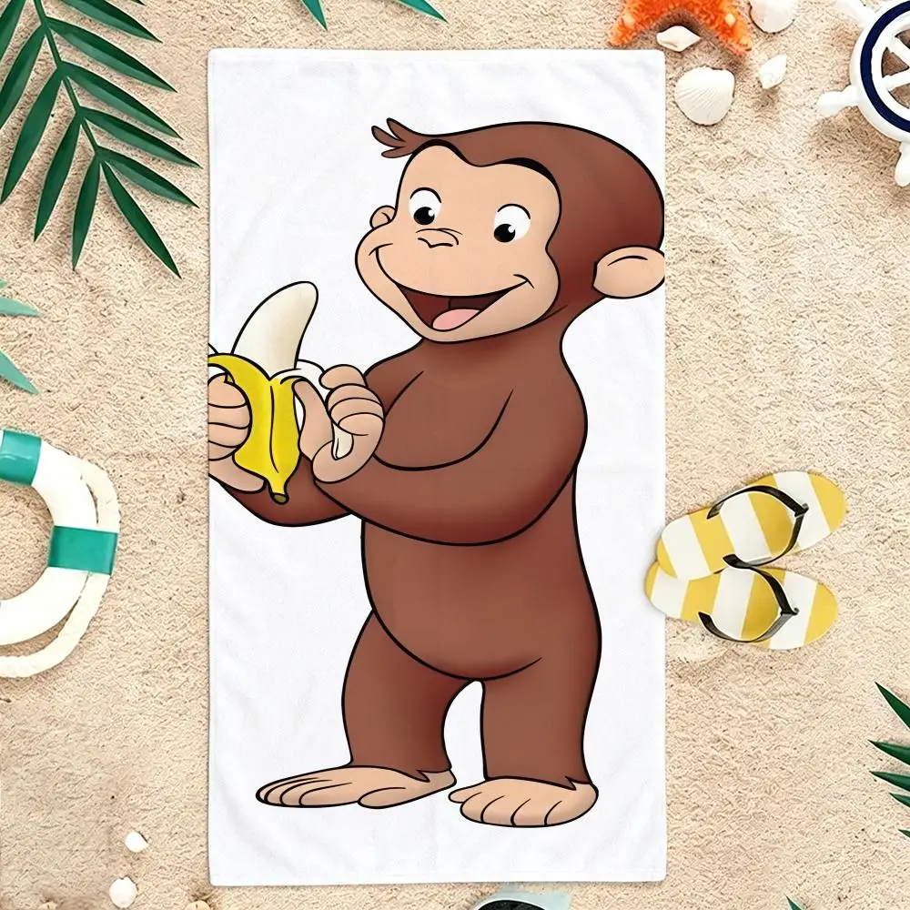 Kids Animated C-Curious George Towel Microfiber soft Beach Towel for Travel Fitness Sauna Bathing Camping
