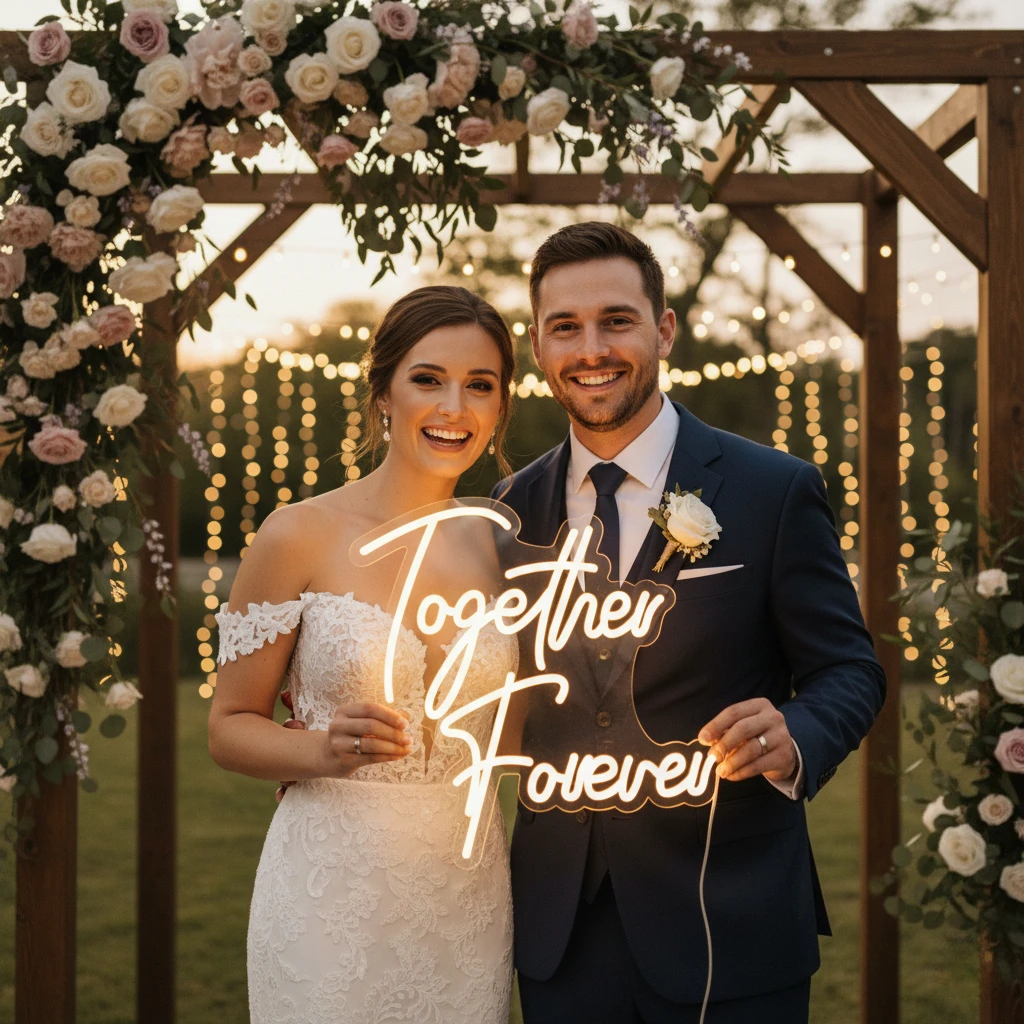 Together Forever Neon Sign Light for Wedding/Anniversary | Warm Glow LED Wall Acrylic Decor with Switch Wedding Keepsake Decor