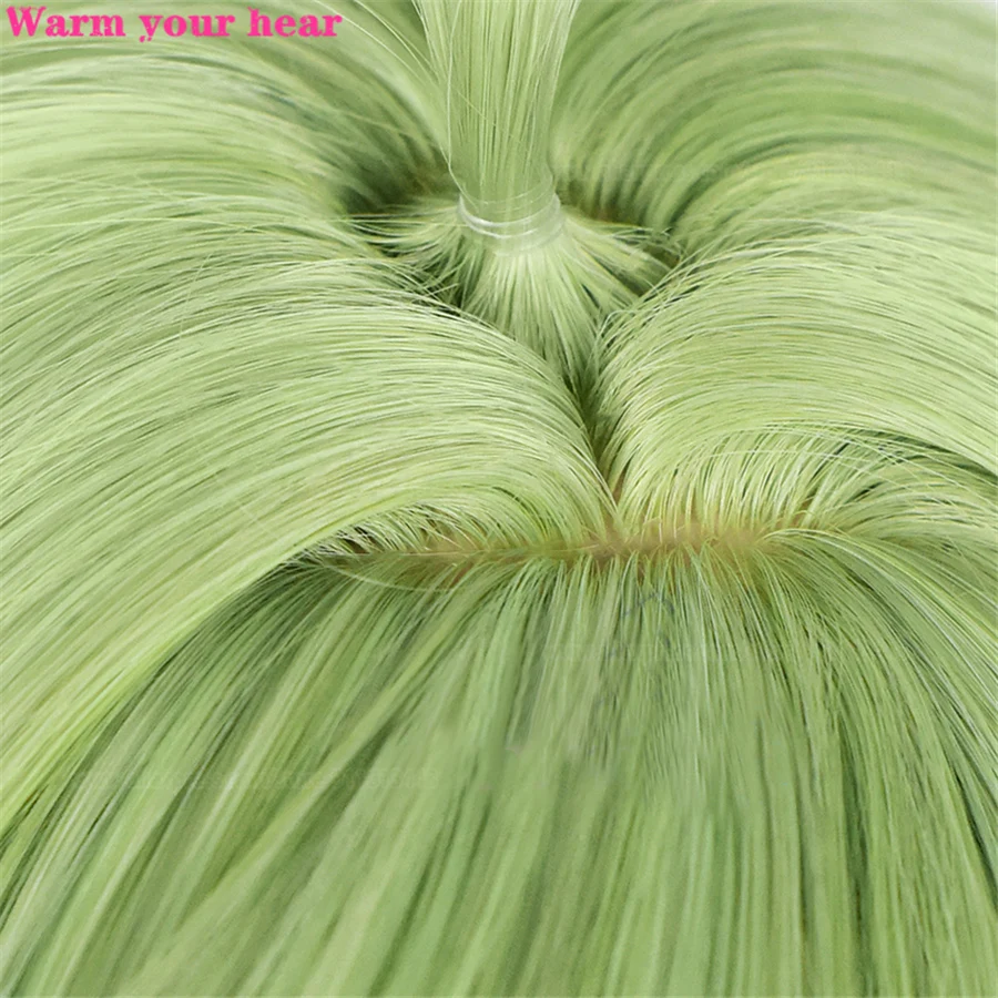 In Stock Game Collei Cosplay Wig Long 55cm Green Fake Scalp Top Cosplay Hair And Earring Heat Resistance Fibre Wigs + A Wig Cap