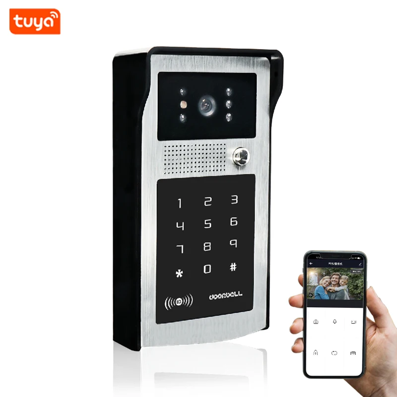 

2MP 1080P Tuya APP TCP IP WIFI дверной звонок уличная водонепроницаемая система контроля доступа пароль Rifd карта RJ45 видеодомофон