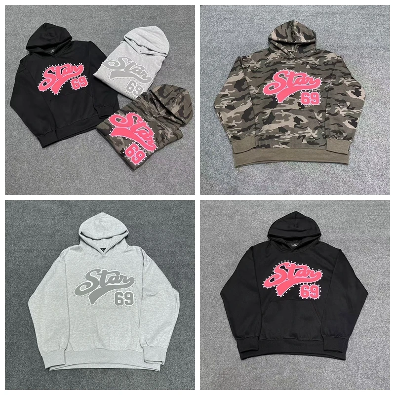 

Loose Fit Hoodie Sweatirt Fce Lined Printed Broken Pl High Street Sle for Men And Women Casual Autumn Winter Wear