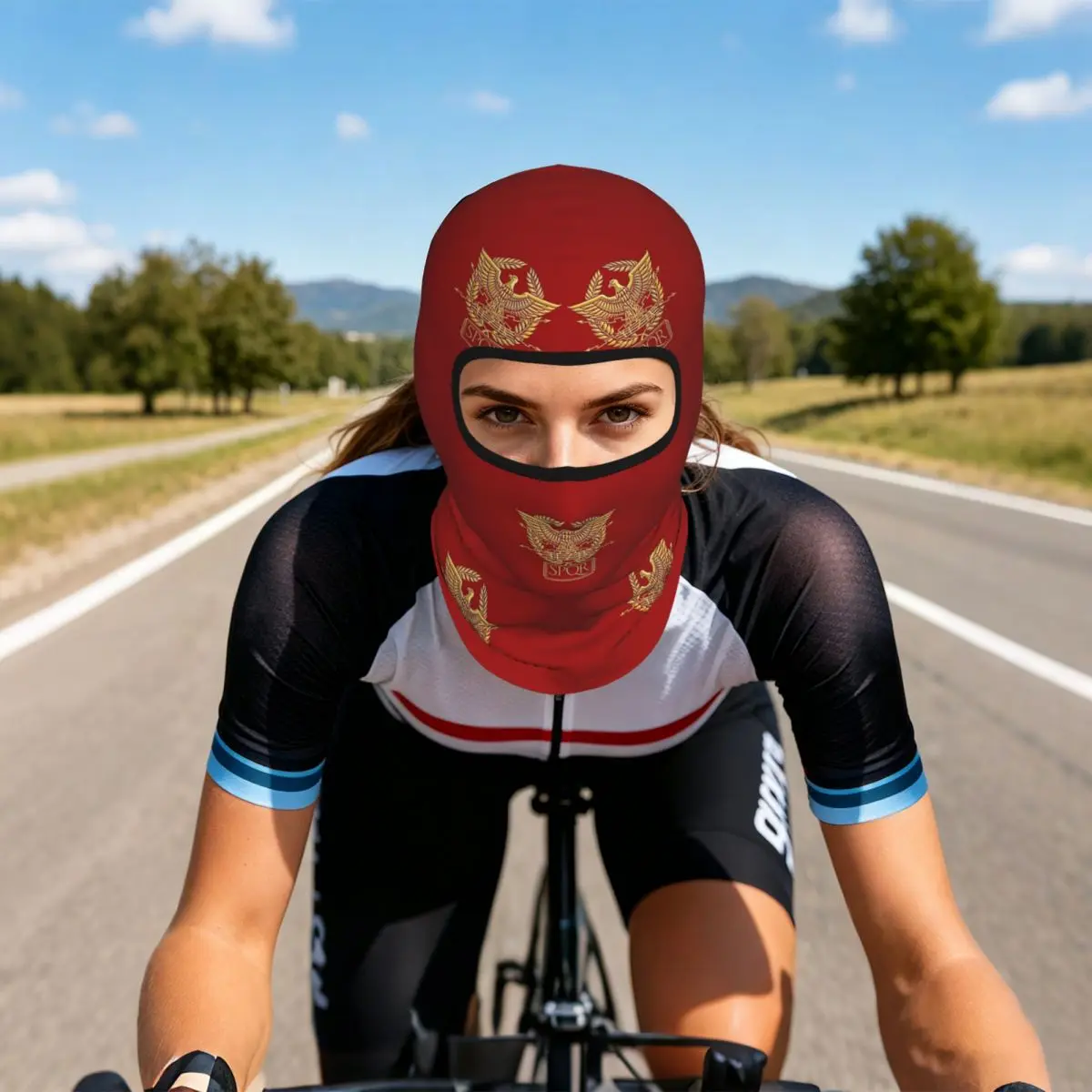 SPQR- Roman Empire Standard Eagle Emblem Breathable Thin Balaclava Full Face Mask Sun Protection Neck Gaiter For Motorcycle