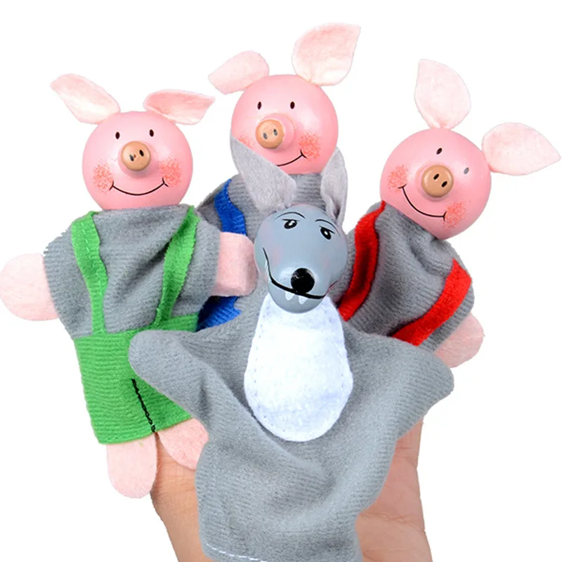 4/6PCS Finger Puppen Set Baby Märchen Finger Puppe Plüsch Tier Puppe Cartoon Familie Handpuppe Theater kinder Geschenk