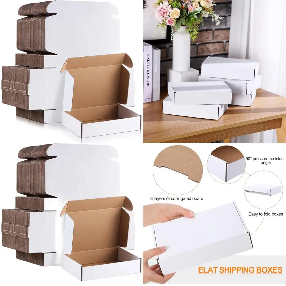 

200 Pack White Corrugated Cardboard Mailer Boxes - 6.1x4.02x1.26 Inches for Small Business Shipping