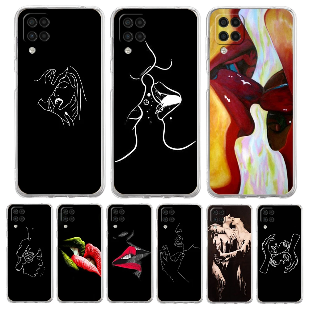 

Abstract Line Sexy Couple Body Phone Case for Samsung Galaxy A13 A22 A32 A52 A53 A72 A51 A71 A11 A31 A41 A21S Transparent Shell