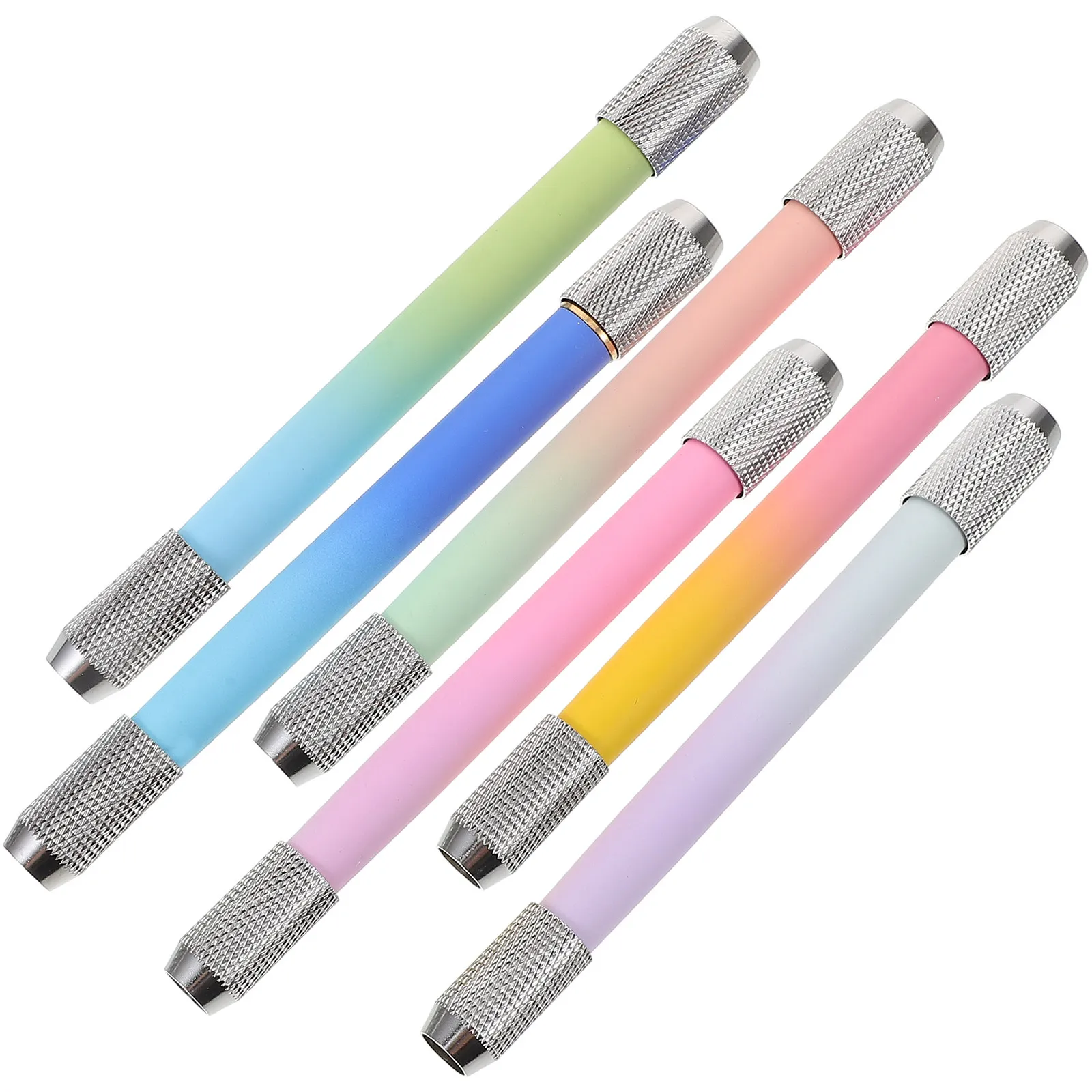 6Pcs Metal Pencil Extenders Reusable Pencil Extension Holder High Hardness Portable Drawing Sketch Pen Extenders