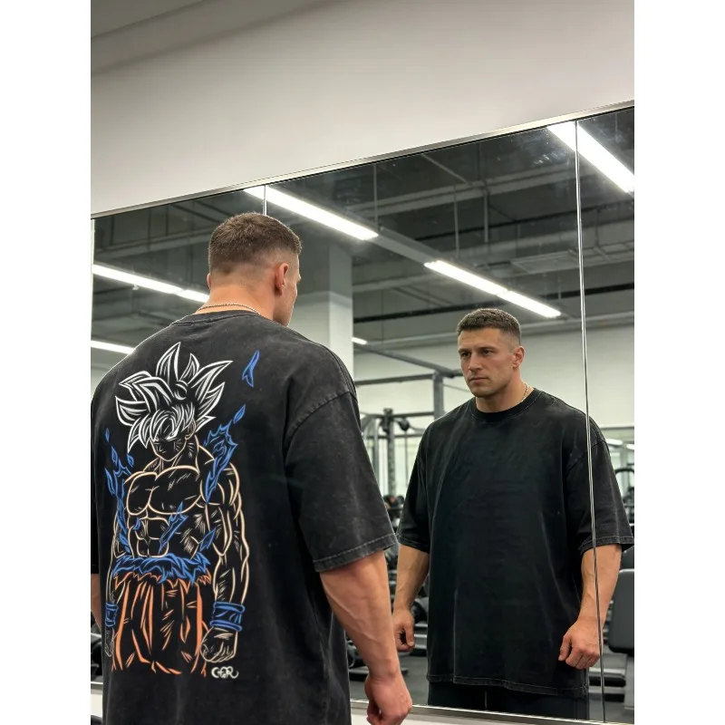 

2026 New Dragon Ball Super Japanese Anime Goku Graphic Quality GYM T-Shirt Men Cotton Vintage Washed Print Streetwear Top