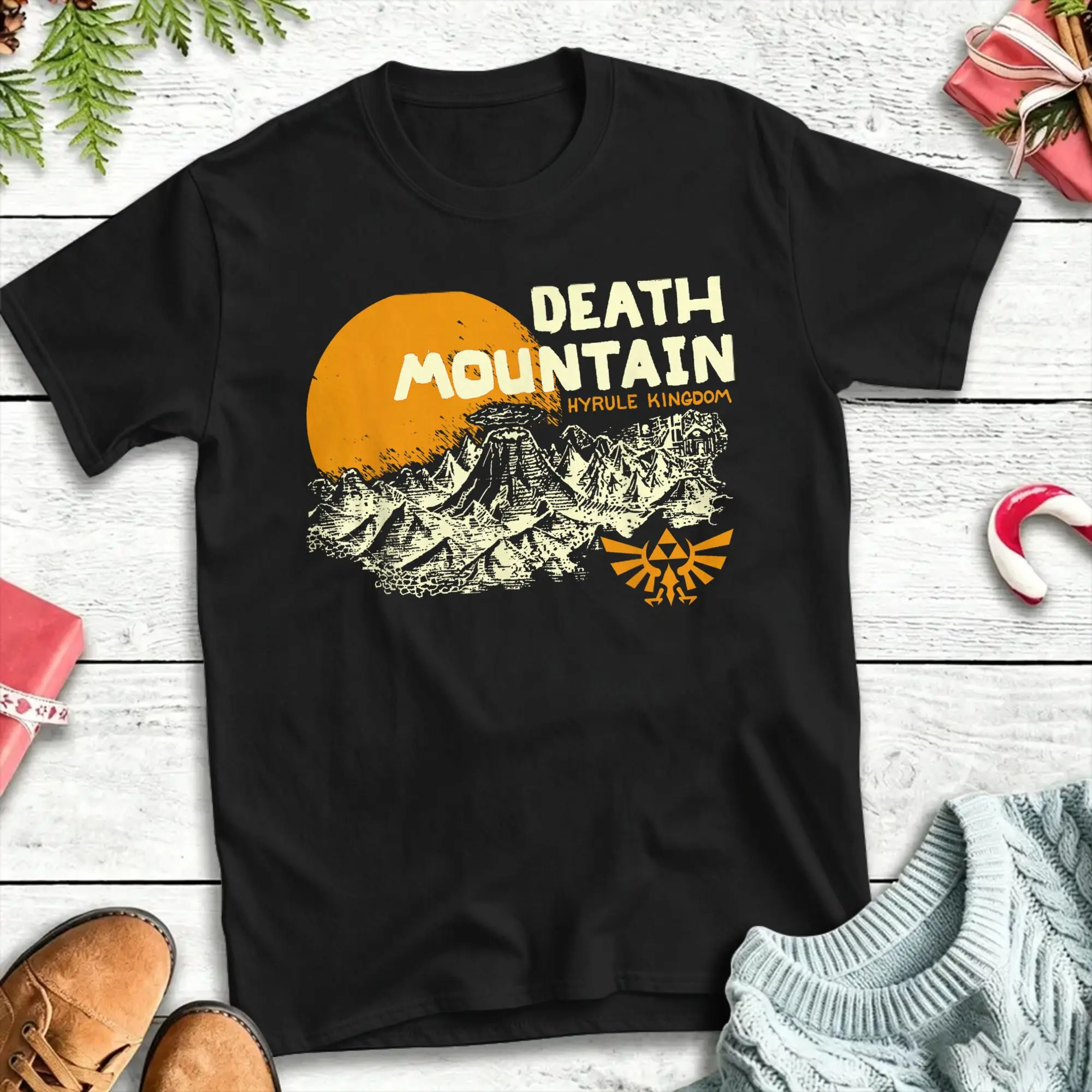 Legend Of Zelda Hyrule Death Mountain Scenery T Shirt 100 Cotton T Shirts For Man Casual Tshirt Short Sleeve Y2K Fun Top Tees