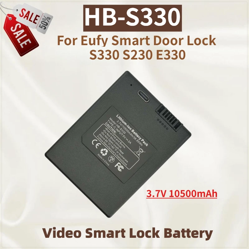 

100% New HB-S330 Replacement Battery with Type-c Charging 3.7V 10500mAh for Eufy Smart Door Lock S330 S230 E330 High Quality