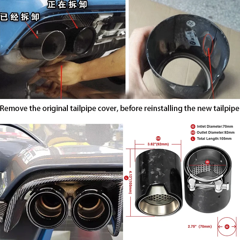 4 PCS Exhaust Tailpipe For BMW M2 F87 M3 F80 M4 F82 F83 Upgrade M Performance Carbon Fiber Exhaust Tip Muffler Exhaust System