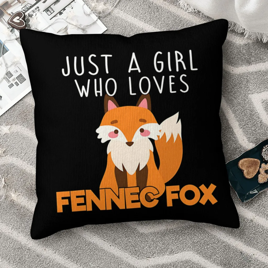 Just A Girl Who Loves Fennec Fox Cartoon Animal Polyester Cushion Cover For Livingroom Decorative Reusable Throw Pillowcase