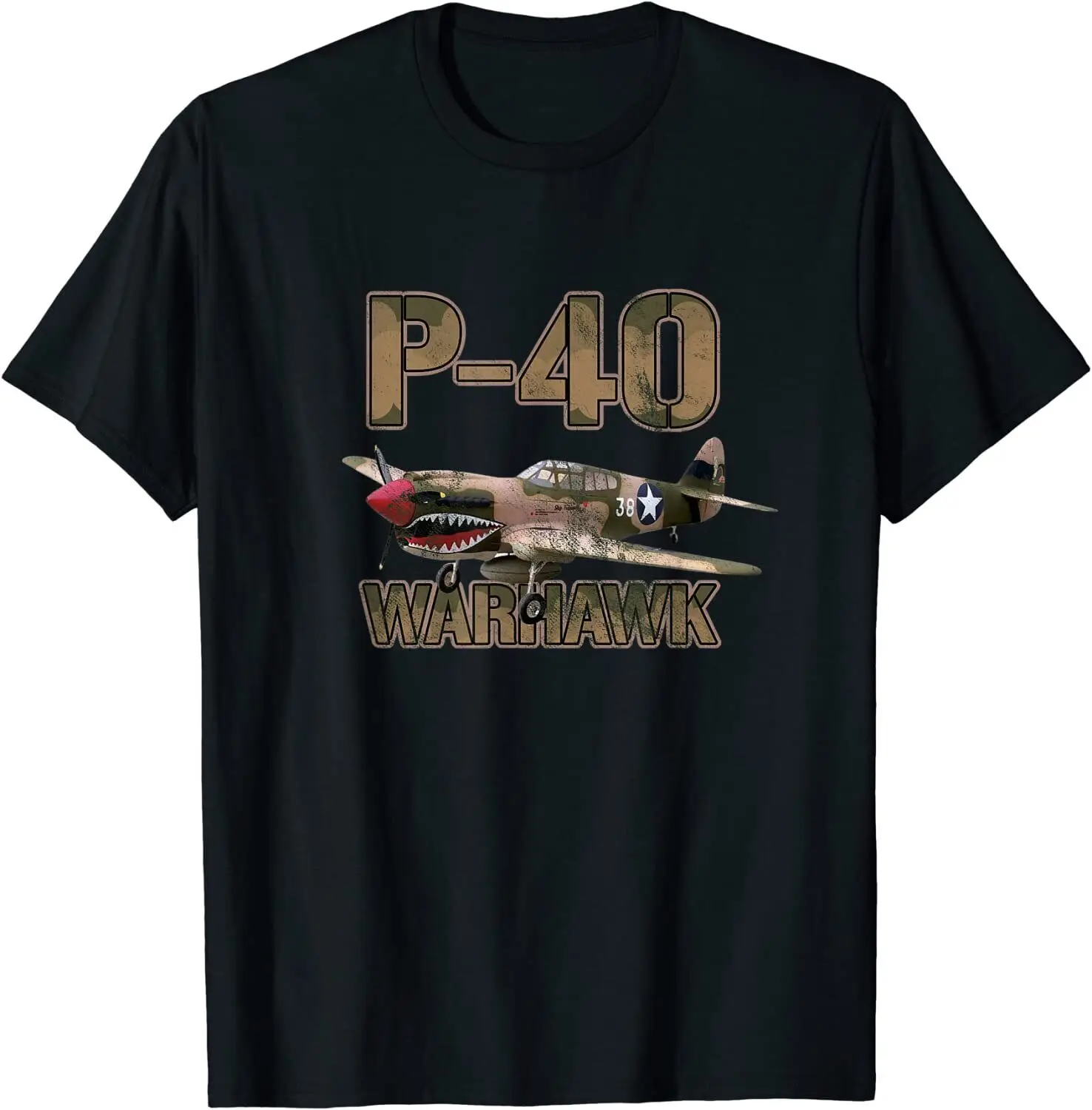 

WWII P-40 Warhawk Fighter T-Shirt 100% Cotton O-Neck Summer Short Sleeve Casual Mens T-shirt Size S-3XL