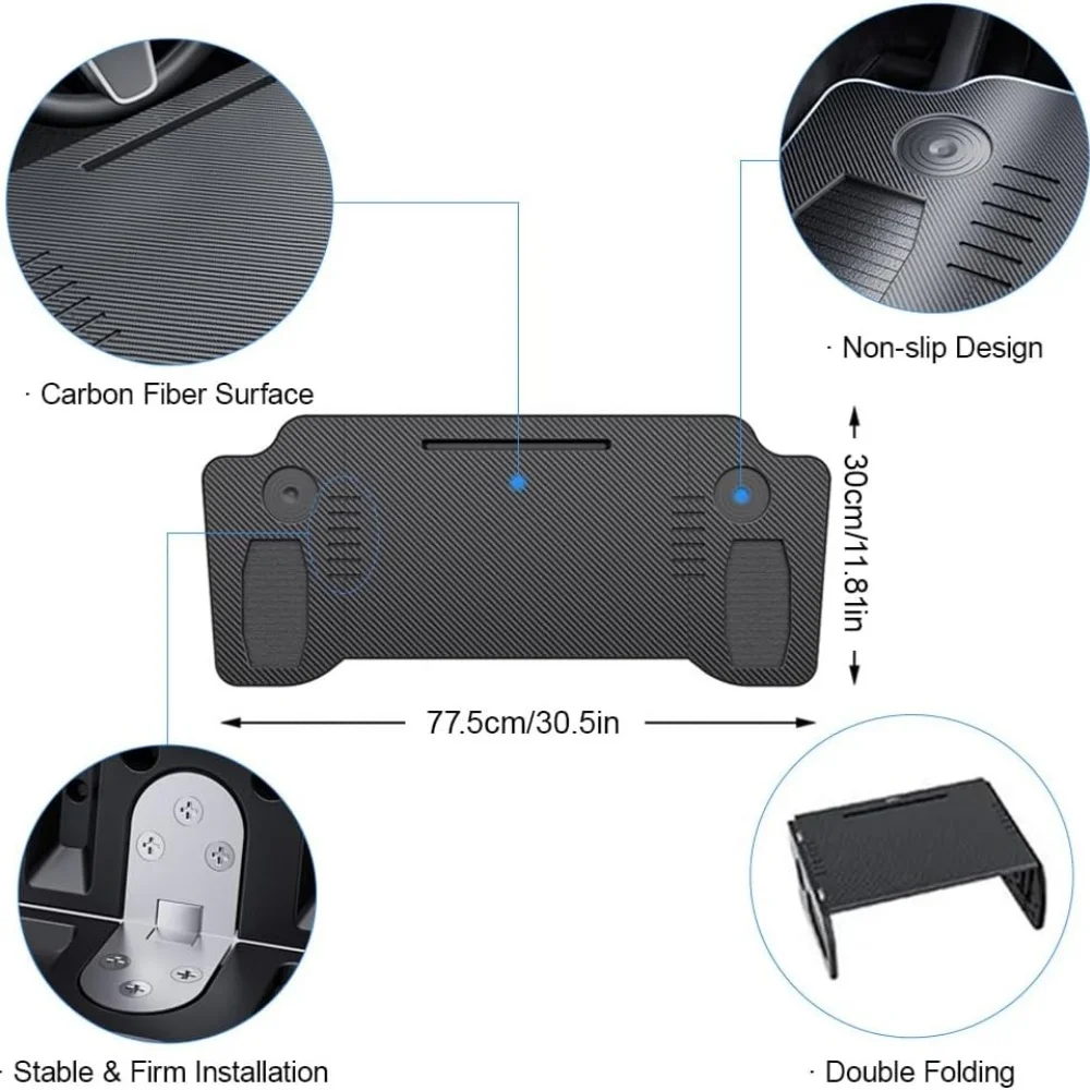 Double Folding Car Food Tray Desk for Tesla Model 3/Y 2017-2024,Portable Multipurpose Car Tray Table Accessories