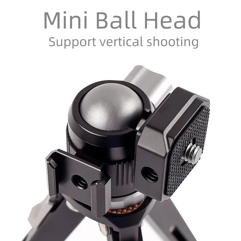 XILETU MC22 XT18 Mini Double Cold Shoe Ball Head Desktop Stand Tripod for Phone Mirrorless Camera Microphone With 1/4 Screw Hole