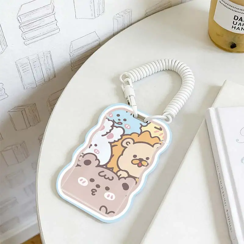 Card Sleeve for Student Bus/Meal Card Protection Case Stretchable Spring Cord Photo Protector Kpop Photocard Holder