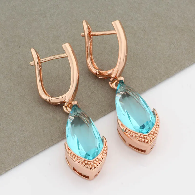 New Arrival Earrings Trend Water Drop Shape Luxury Quality Jewelry 585 Rose Gold Color  Hanging Earrings Fashion Jewelry