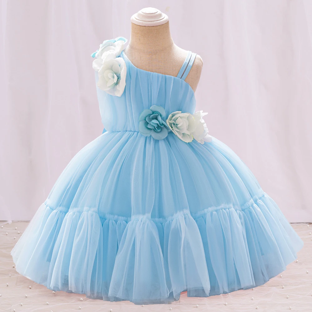 Baby Girls Floral Party Dress Girl Birthday Princess Dresses With Bow Toddler Summer New Tulle Clothes Kids Weekend Holiday Wear