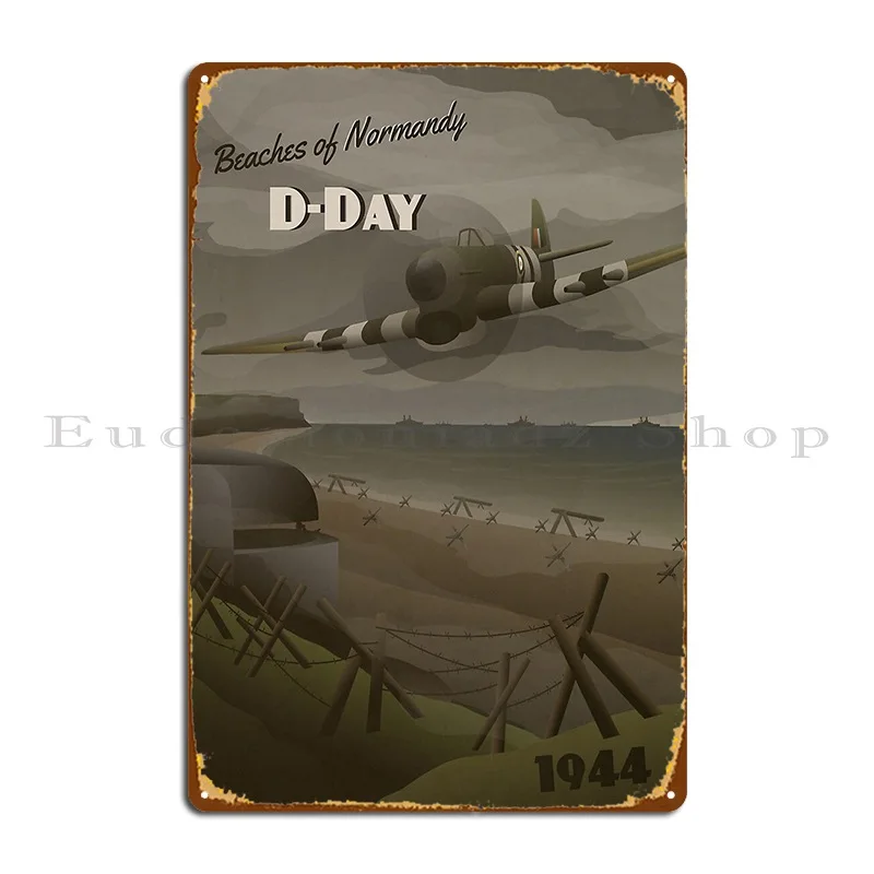 D Day 1944 Beaches Of Normandy Travel Poster Metal Sign Kitchen Vintage Club Party Wall Decor Character Tin Sign Poster