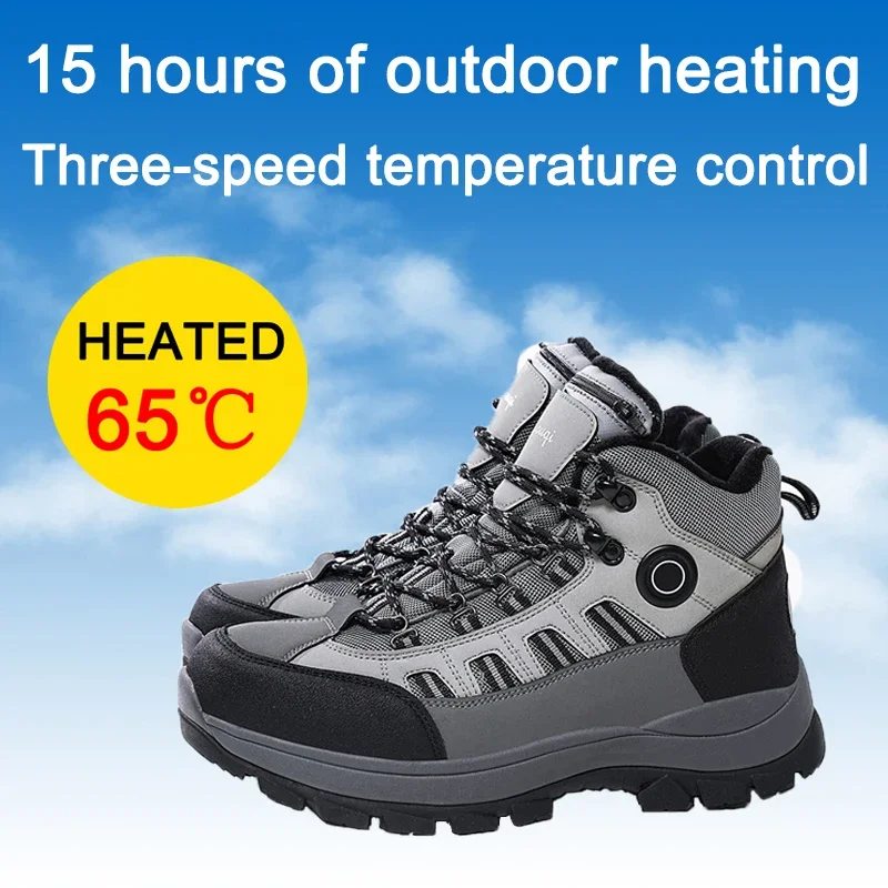 2024 Men's Smart Electric Heating Shoes 10000mah High Top USB Electric Winter Warm Non-slip Outdoor Sports Shoes