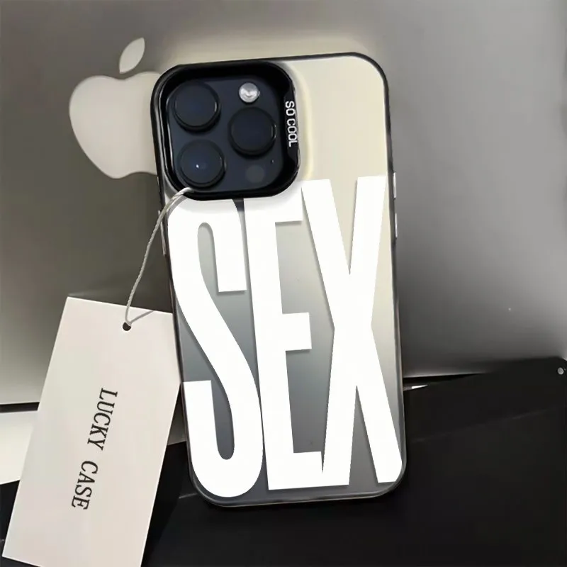 Capa de telefone com padrão de ícone sexual, para iphone 17 16 15 14 13 12 11 pro max mini x xr 7 8 plus 16e, filme brilhante de ar, capa traseira dura para pc