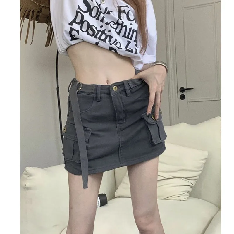 

Streetwear Cargo Mini Skirts Women Harajuku Vintage Y2k 90s Casual Hight Waist Sexy Clothes Fashion Denim Short Skirt