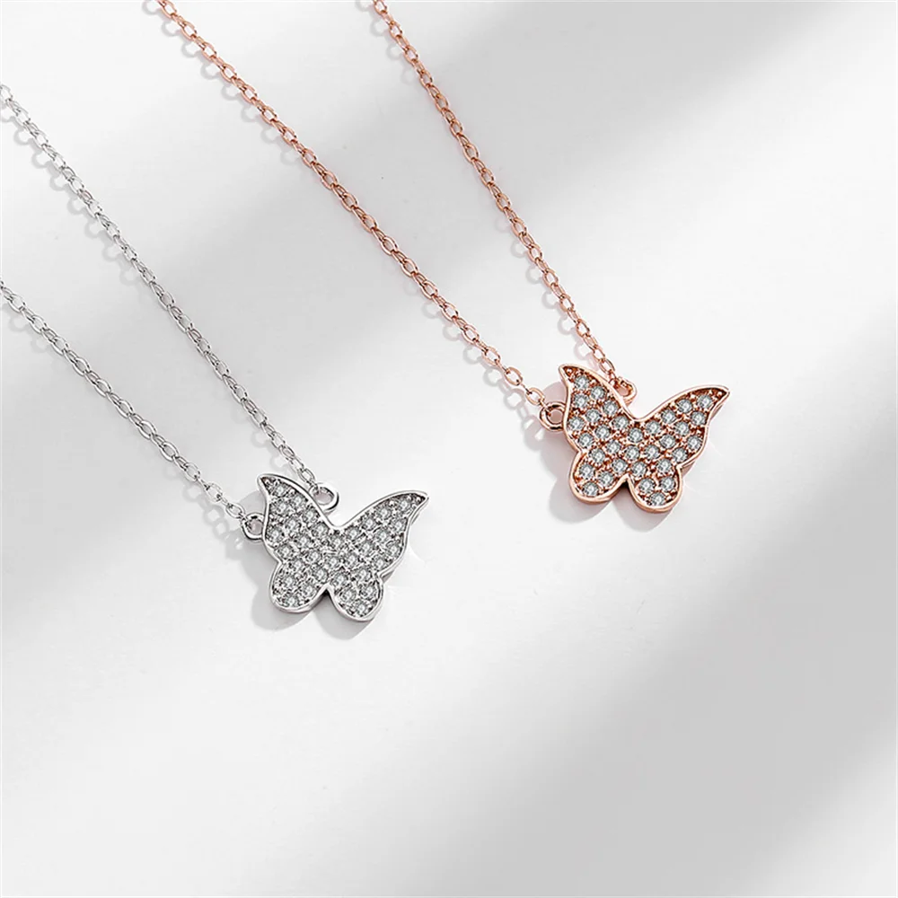 

Korean S925 Collar - Full Diamond Butterfly, Luxury High-end INS Sparkling Fairy Women
