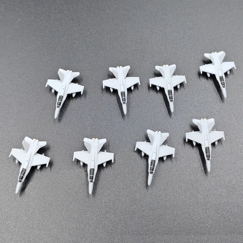 8PCS 1/700 F-18 Shipboard Fighter-attack Aircraft Length 2.6cm Colored Open-wing F18 Fighter Jet Resin Model Kit Souvenir Gifts