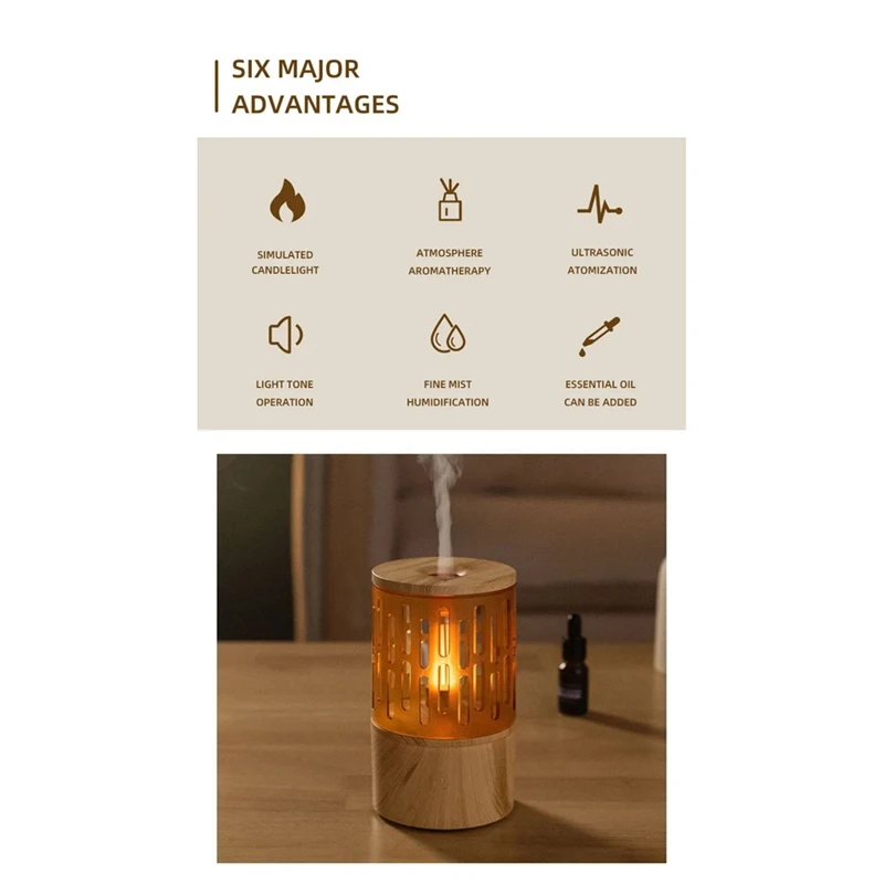 เครื่องพ่นอโรมาเธอราพีขนาดเล็กสำหรับใช้ในบ้านไร้เสียงห้องนอนบรรยากาศแสงเทียนเครื่องพ่นอโรมาเธอราพี