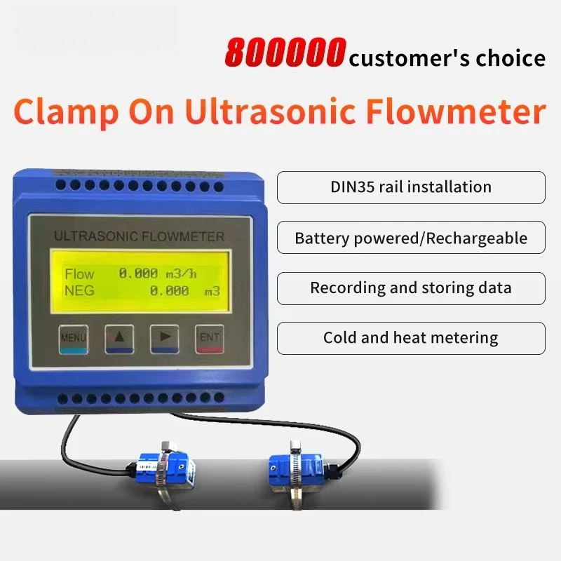 Oem Smart Industrial Ptfe Hot Water Modbus Flow Meter 4-20ma 4 Inch Rail Installation Modular Ultrasonic Flow Meter for Syrup