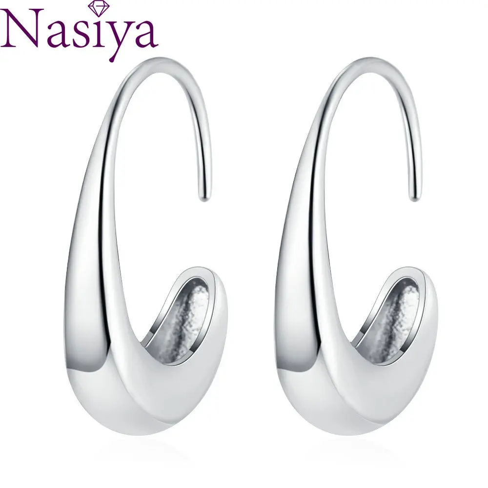 

S925 Silver Earrings for Women Brief Design Fashion Crescent Moon Hoop Earring Fine Jewelry Ear Accessories Party Gift