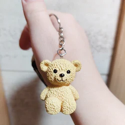 Cute Tiny Heart Teddy Bear Keychain For Women Girl Cartoon Anime Key Chain On Bag Jewelry Baby Shower Party Friends Novelty Gift