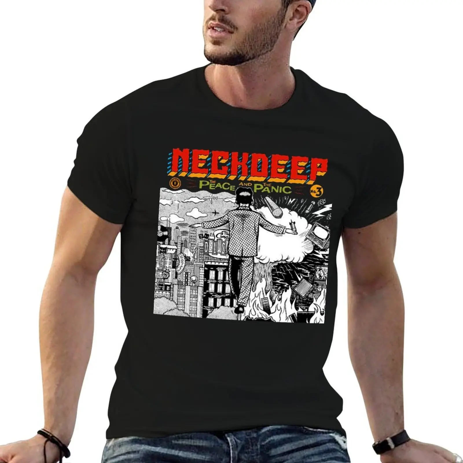 neckdeep PEACE AND PANIC T-Shirt anime t shirts blanks anime shirts men