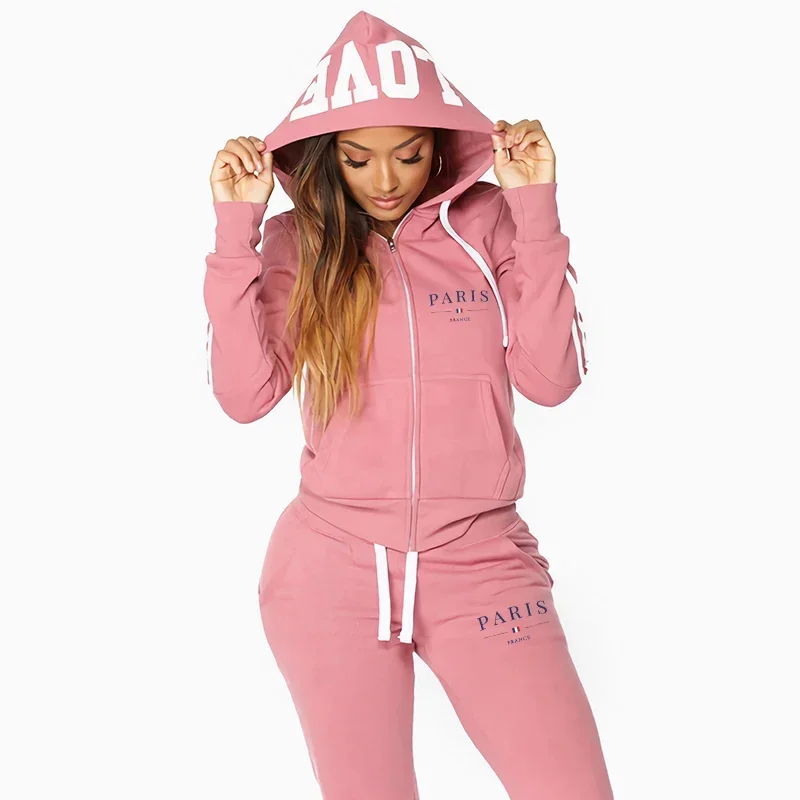 Hot Sale Autumn Winter Fashion Women's Two-piece Set Suit Sports Comfortable Zipper Daily Outdoors Hoodie Jogging Casual Quality