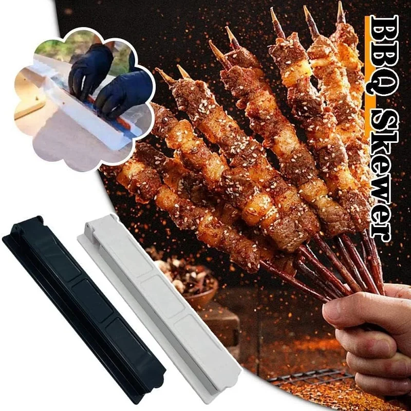 Single Row Kebab Maker Convenient Reusable Plastic BBQ Skewer BBQ Meat Skewer Machine Maker for Easy Kebab Preparation BBQ Tools